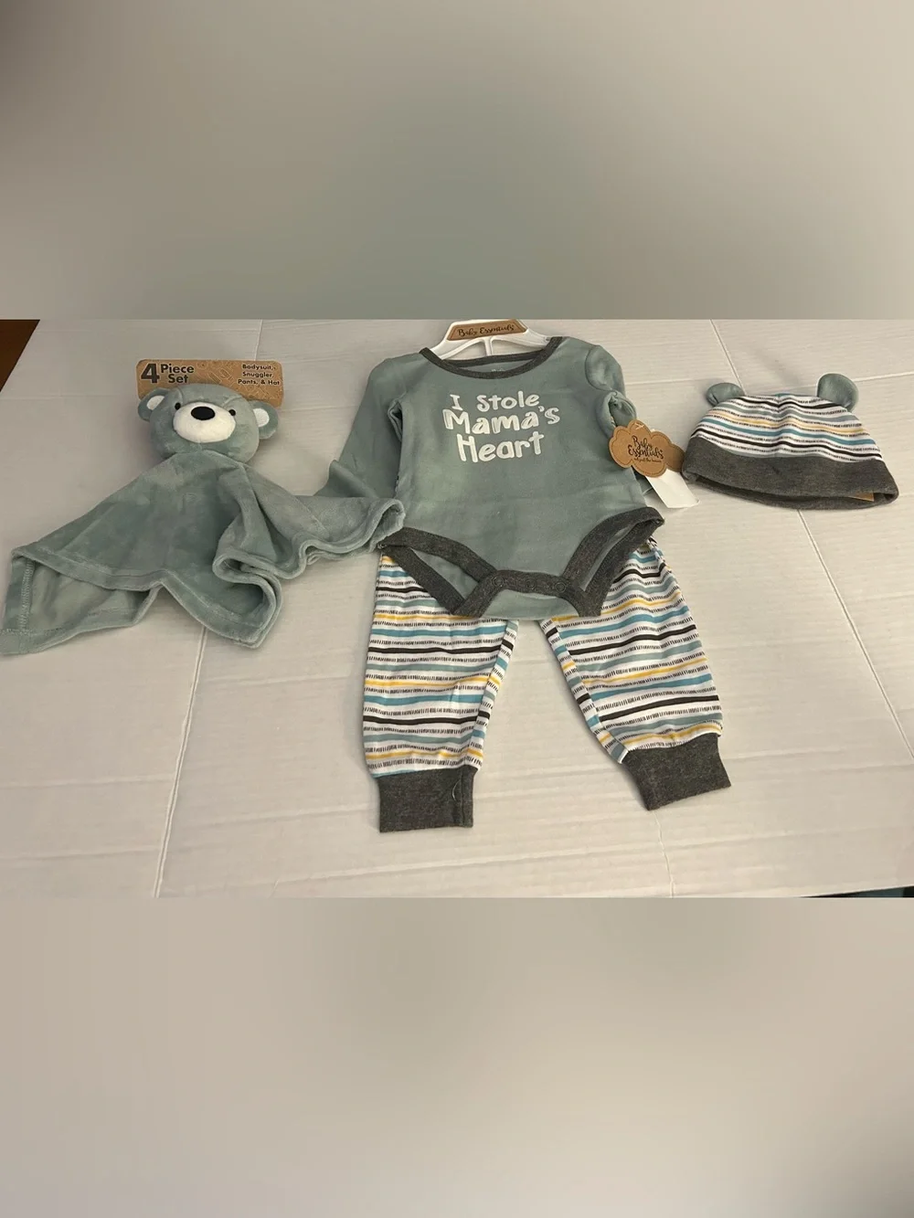 NWT Baby Essentials Four-Piece Outfit Set with lovey 9M
